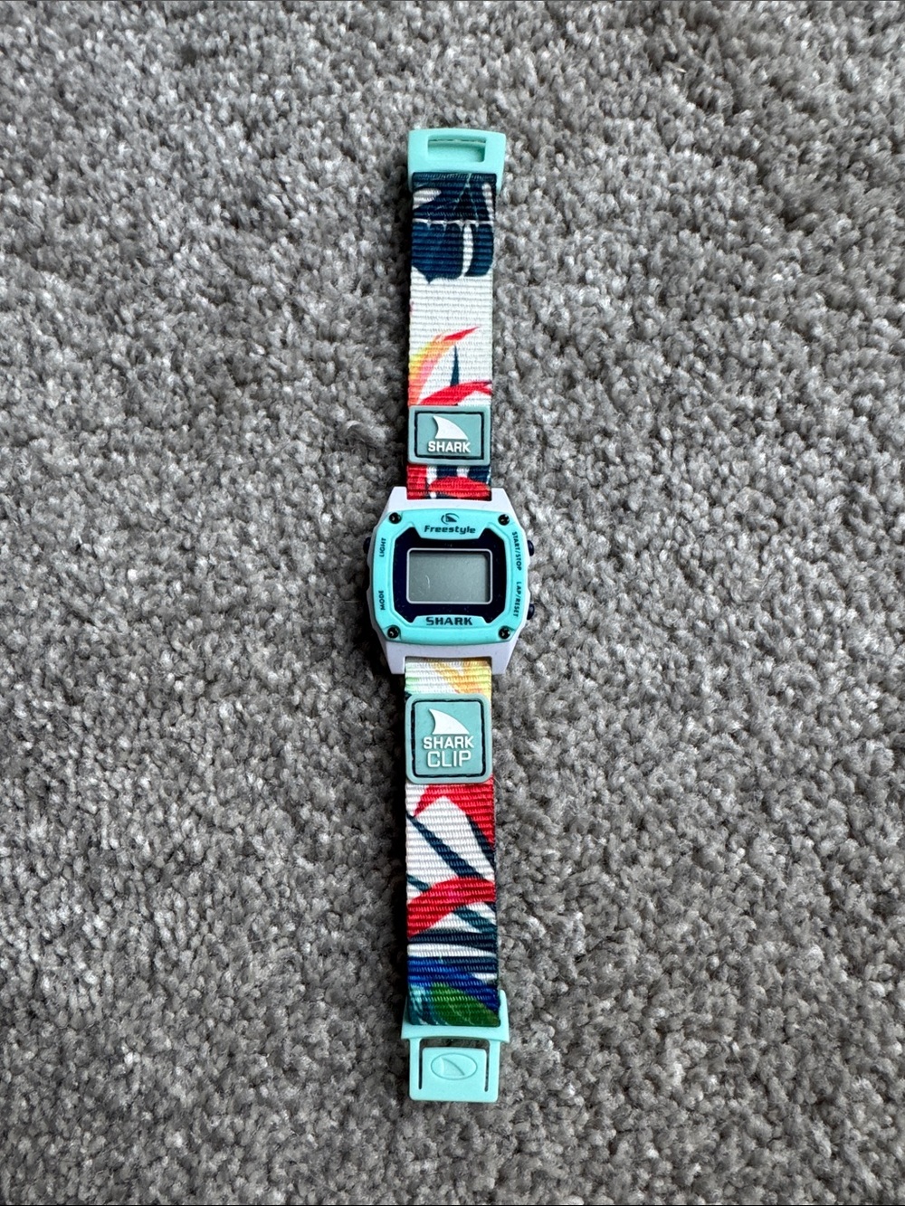 Freestyle Shark Clip Digital Watch - Teal Case with Multicolor Pattern Strap
